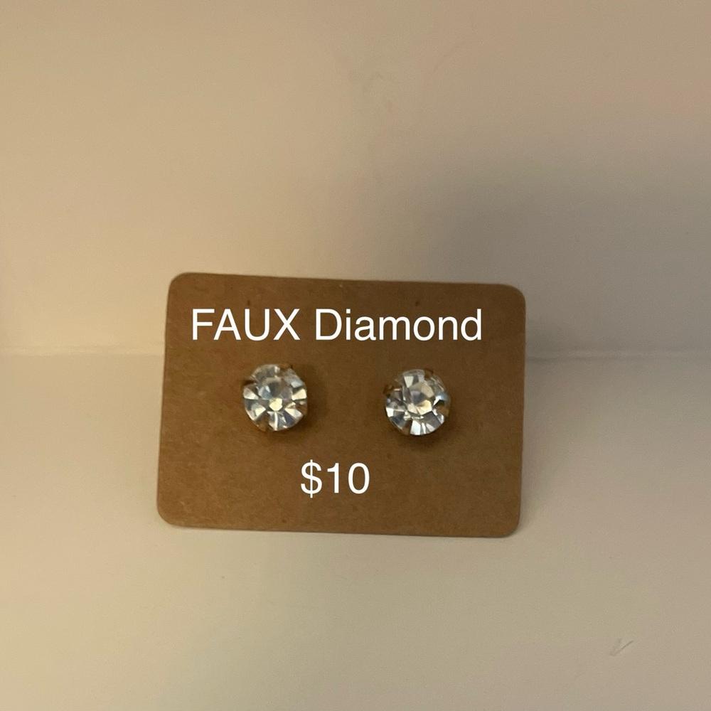 Elegant faux diamond stud earrings small